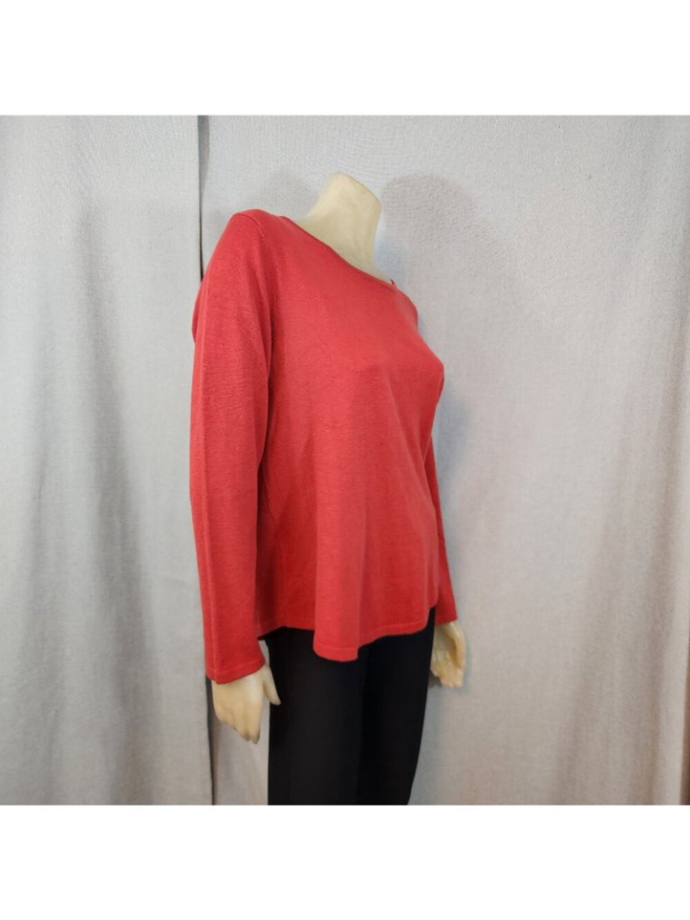Chicos Burnt Orange Round Neck Long Sleeve Knit Blouse Shirt Top Size 2 LARGE - Picture 3 of 6